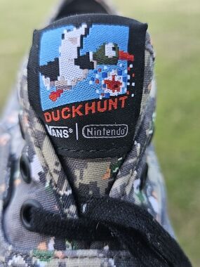 Vans Duck Hunt Camouflage Sneakers in Black, Blue, Green and Orange